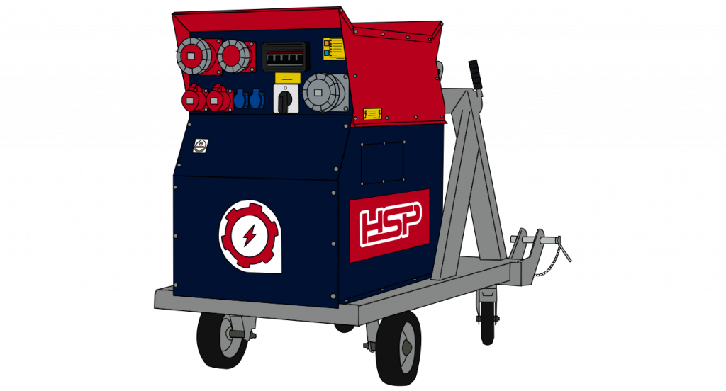 Rot / Blauer Notstromgenerator Schneeberger NSGL 30 als Zeichnung